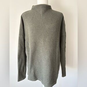 Denver Hayes Dark Green Ribbed Mock Neck Sweater XL Dropped Shoulder